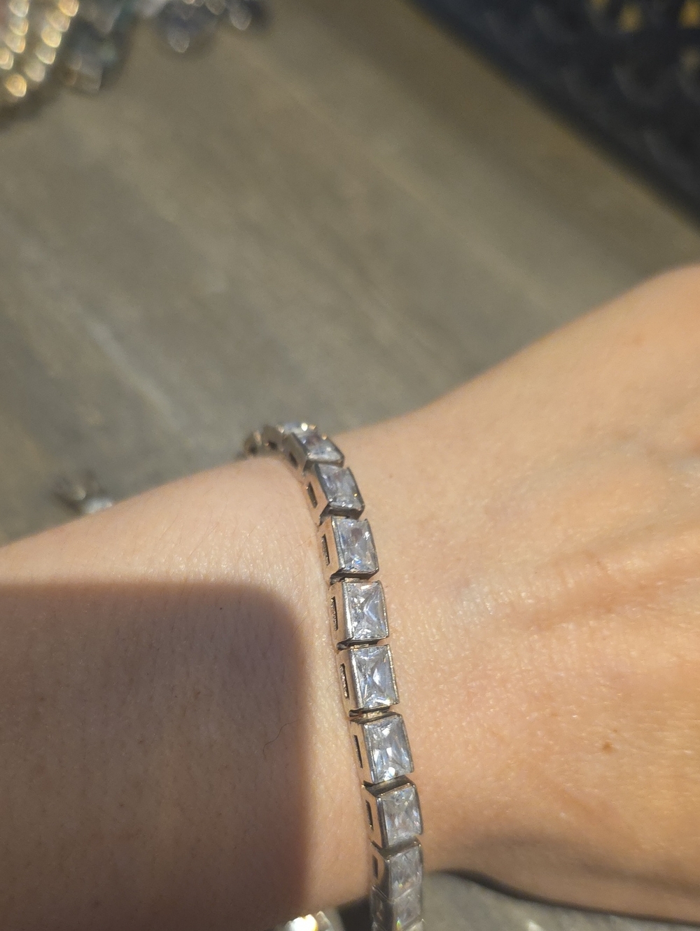 Classic Sterling Silver Tennis Bracelet with Square Cubic Zirconia